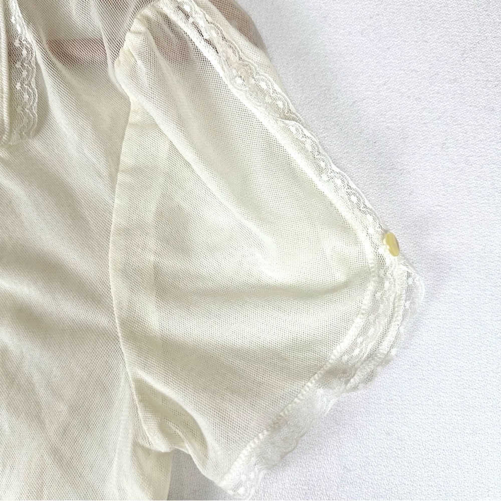 The Limited Mesh Lace Sheer Button Down Blouse Feminine Romantic - Picture 3 of 10